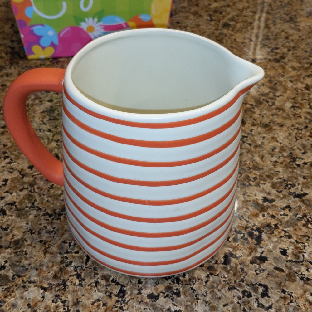 Hearth And Hand with Magnolia Pitcher Tangerine Handle and Rings/Stripes - Picture 4 of 7